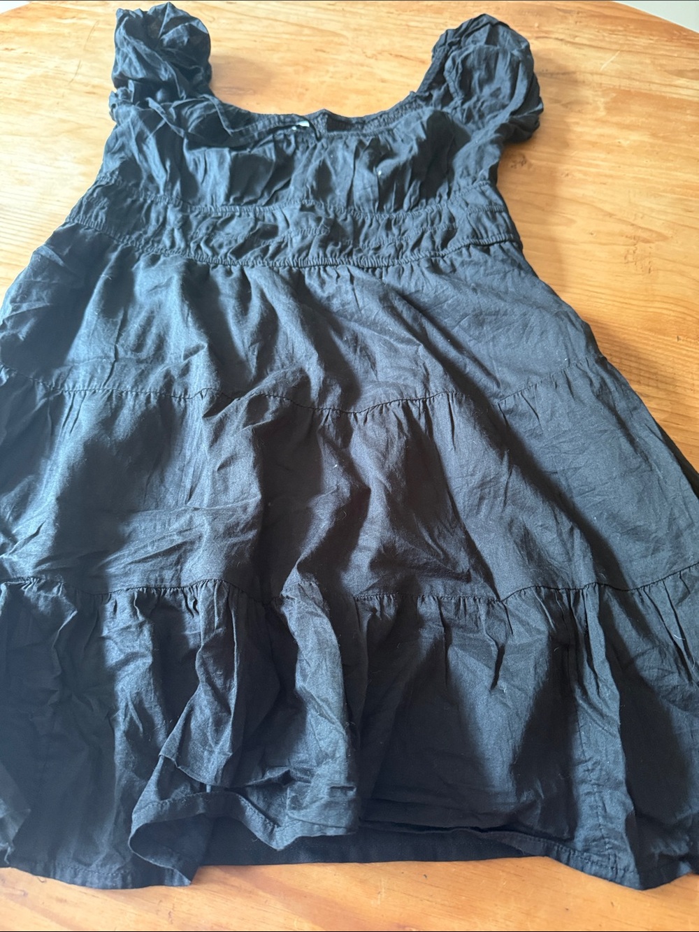 Hollister Black Puff Sleeve Tiered Mini Dress